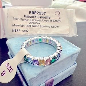 Unicorn favorite: Rainbow array of cubic zirconia on .925 Solid Sterling Silver